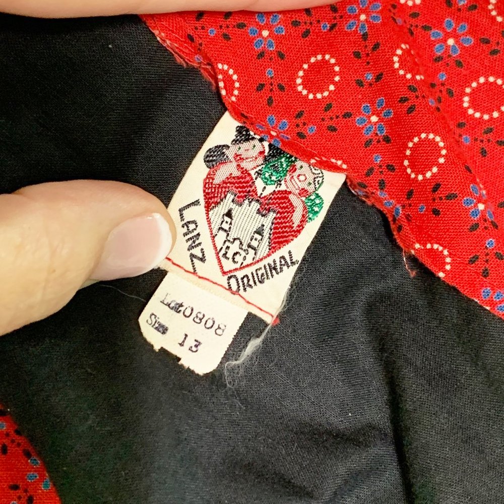 VTG 40s RARE Lanz 2Pc Dirndl Skirt Dress Set XS - Picture 8 of 10
